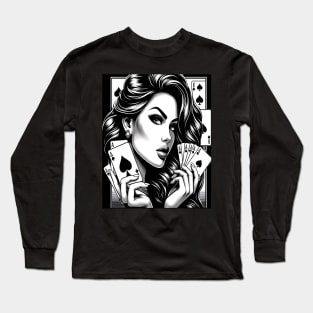 Spades cards woman poker Long Sleeve T-Shirt